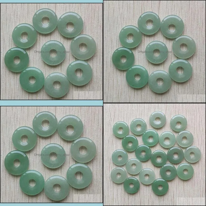 round ssorted 18mm circle donut green aventurine natural stone charms crystal pendants for necklace accessories jewelry making