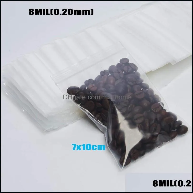 100pcs/lot clear bag thick heavyduty storage bag package plastic small reclosable poly bags thickness 0.20mm