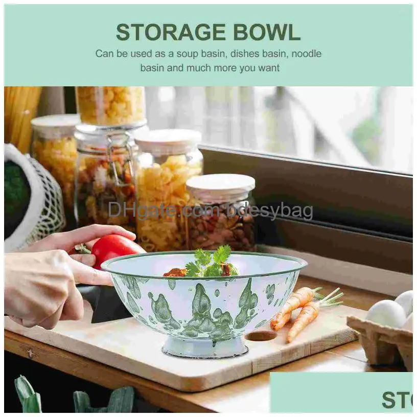 bowls bowl enamel mixing soup enamelware serving basin noodle vintage storage salad kitchen cereal for large porcelain retro