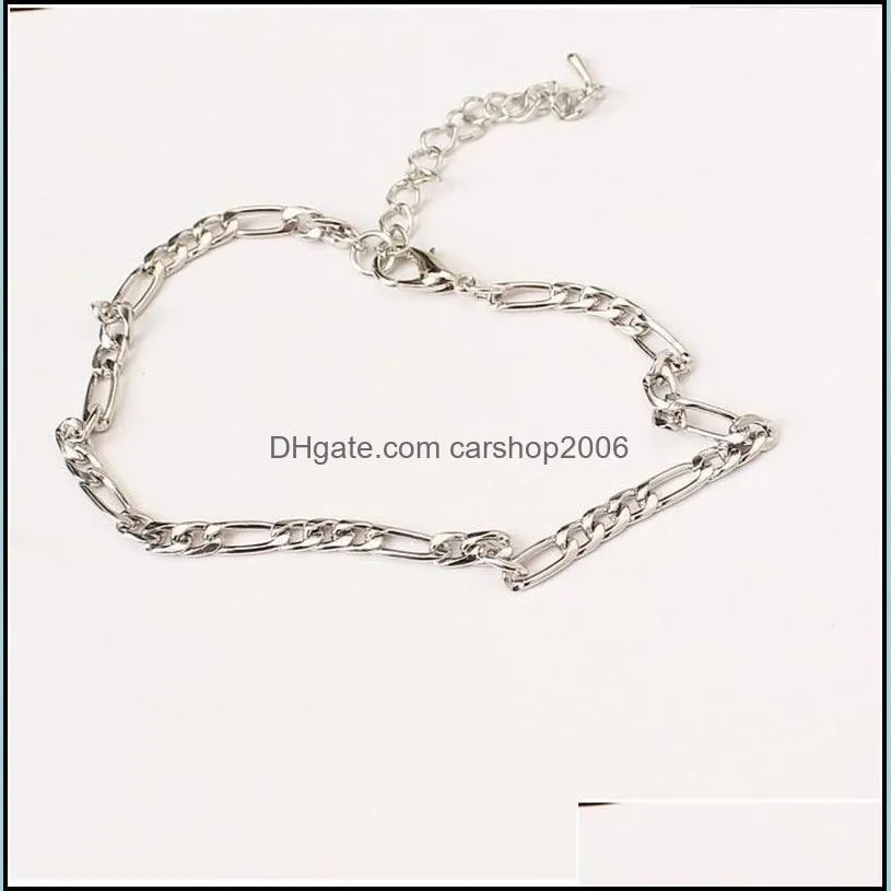 european and american foreign trade jewelry fashion simple and versatile metal chain ladies anklet 1496 v2