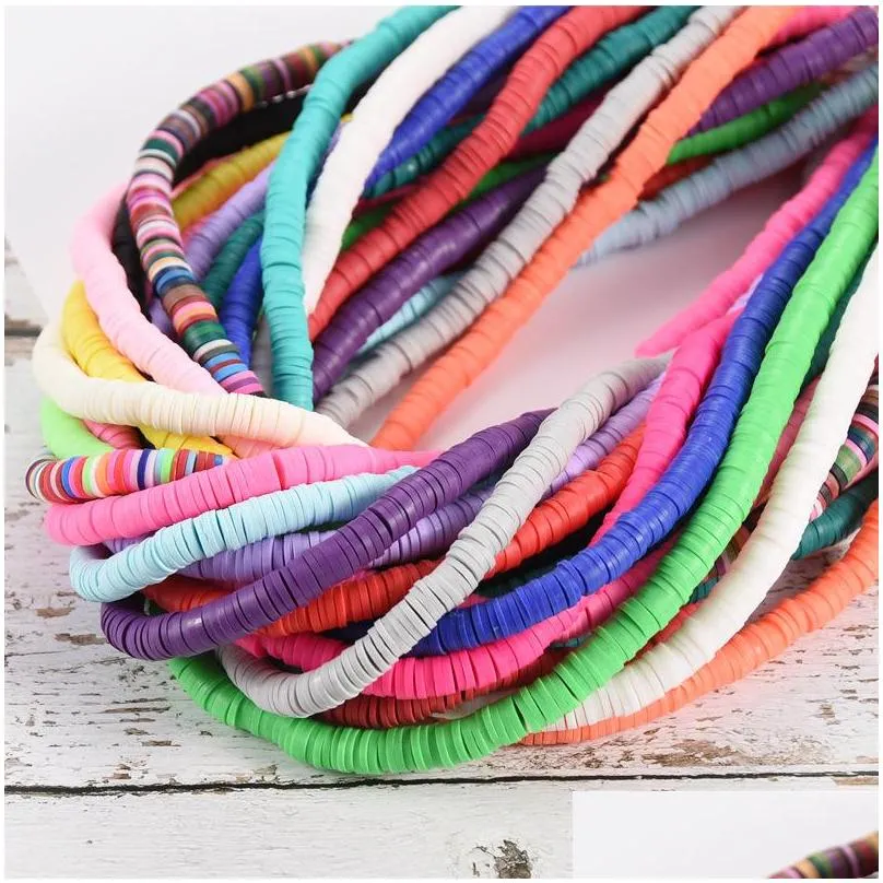 6mm multi colors flat round handmade polymer clay beads chip disk loose spacer beads for fashion jewelry making diy necklace 1800 q2