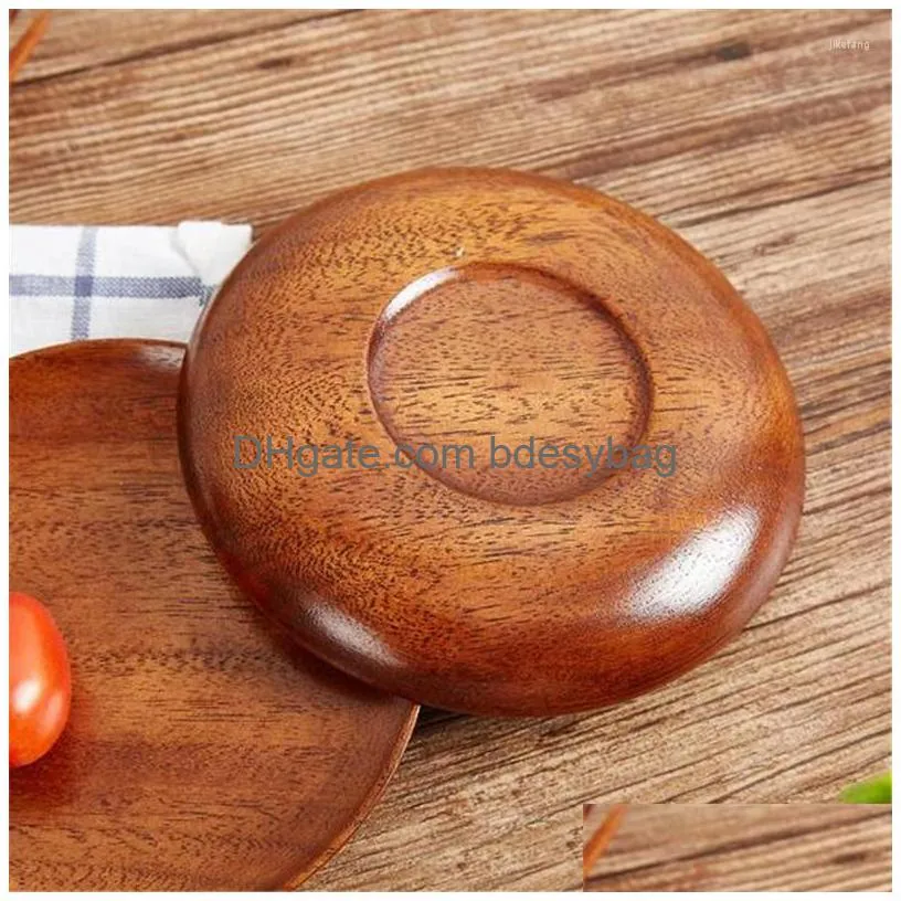 bowls wooden fruit storage tray round plates cake tea coffee dessert dish kitchen organization