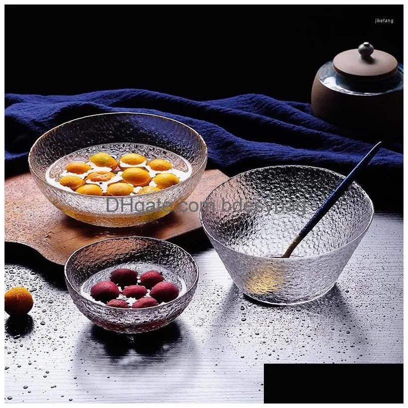 bowls hammer grain glass bowl household creative fruit dessert salad ice cream vegetable plate noodle large