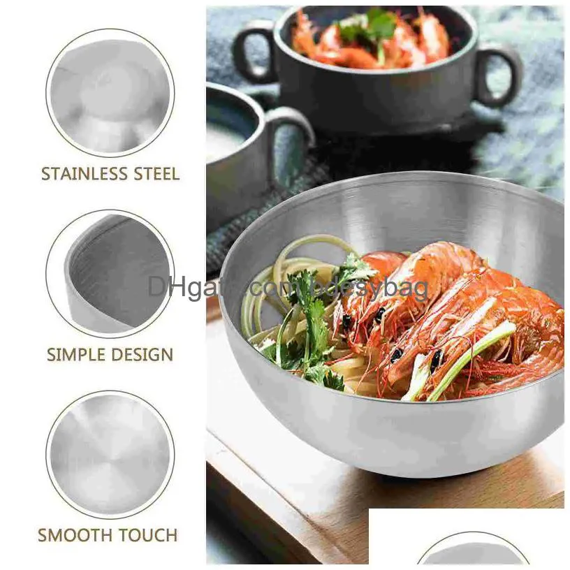 bowls bowl salad stainless steel soup korean serving metal rice container ramen fruit kitchen noodle cereal pasta mixing storage