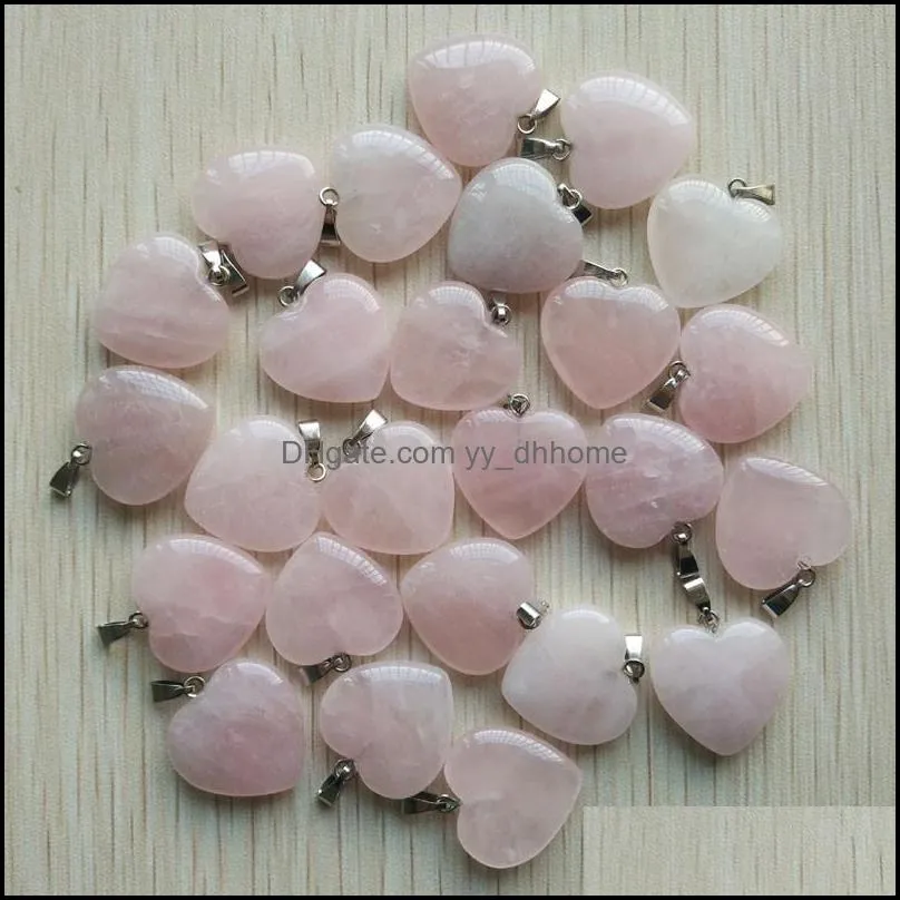 20mm rose quartz heart natural stone charms pendants for necklace jewelry making