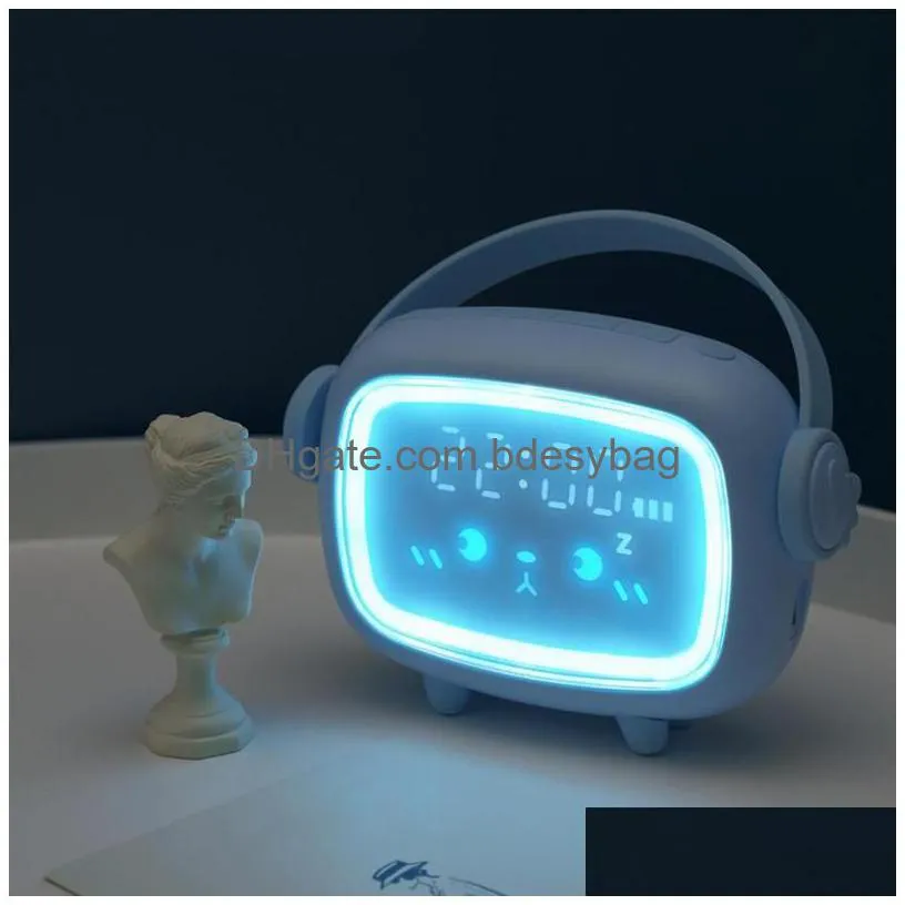 desk table clocks mini wireless rechargeable cute angel shape led night light mute alarm clock multifunctional automatic remind gift