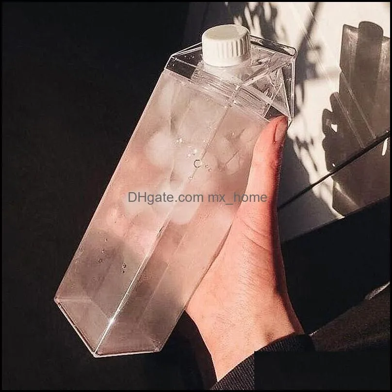 water bottles transparent milk bottle drinkware shaker sports square juice for outdoor climbing camping travel kawaii cup