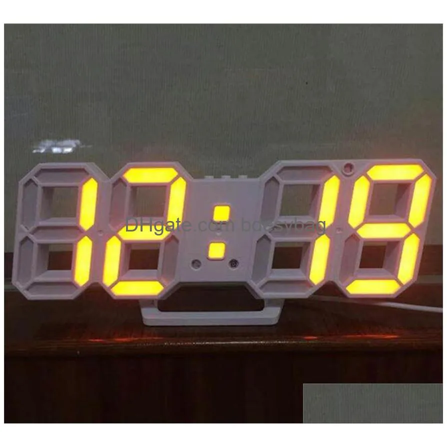 desk table clocks led digital wall clock alarm 3d date time celsius nightlight display living room bedroom desktop