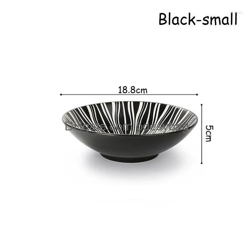 bowls simple big capacity bowl black white round salad container japanese restaurant lamian noodles dinner tableware