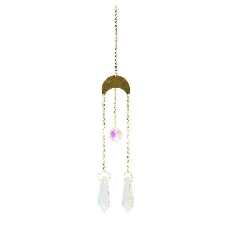 crystal wind chime moon sun catcher diamond prisms pendant dream catcher rainbow chaser hanging drop home garden decor windchime