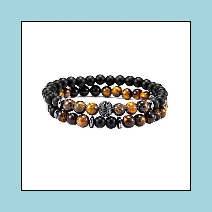 men bracelet 6mm tiger eye bead bracelet natural lava stone diffuser bracelets elastic pulsera men jewelry gift drop 