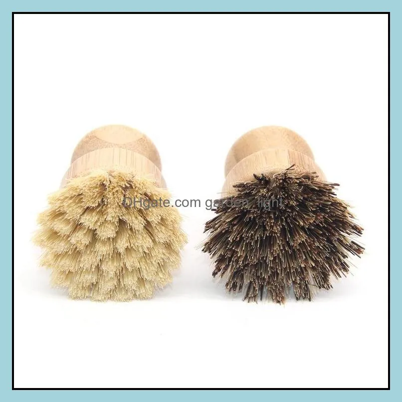 round wood brush handle pot dish household sisal palm bamboo kitchen chores rub cleaning brushes sea rrb12359