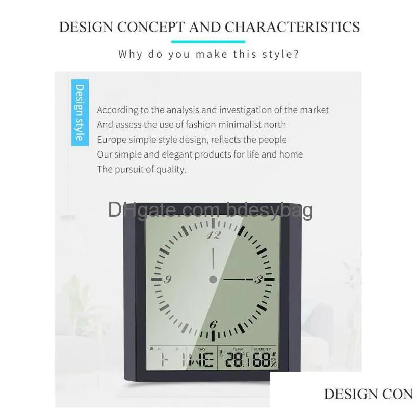 multifunctional electronic digital wall clock smart display big screen hygrometer alarm calendar week desk table clocks