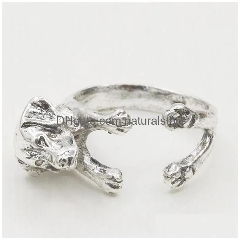 10pcs/lot antique silver/bronze labrador retriever rings adjustable animal dog breed rings for women wholesale