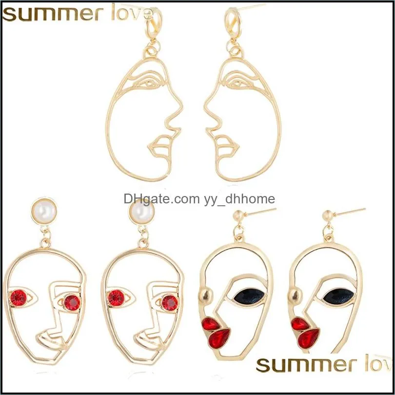 fashion face mask abstract earrings simple personality exaggerated punk style earring for woman girls jewelry gift party