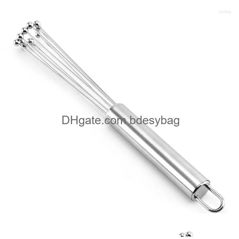 bakeware tools stainless steel whisk flash mixer with pearls egg stirrer milk frother beater kitchen tool for mixing beating and