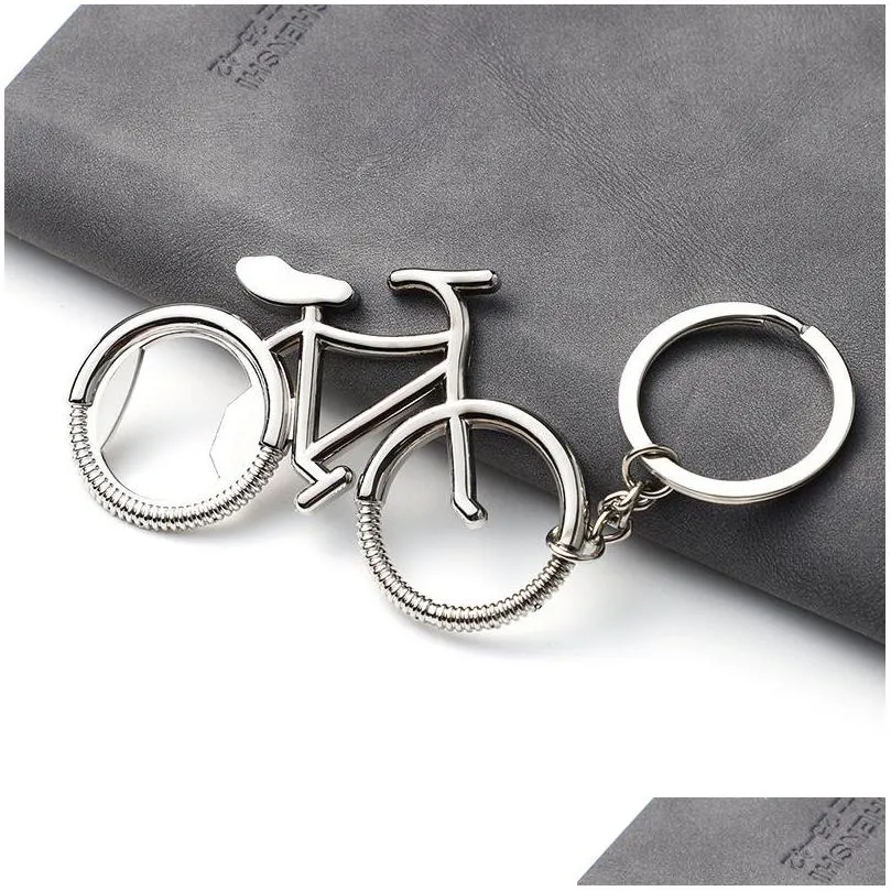 creative metal beer bottle opener fashion cute bike bicycle keychain key rings for lover biker bottle openers mens gift