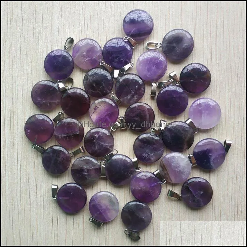 round ssorted 18mm circle donut amethyst natural stone charms crystal pendants for necklace accessories jewelry making