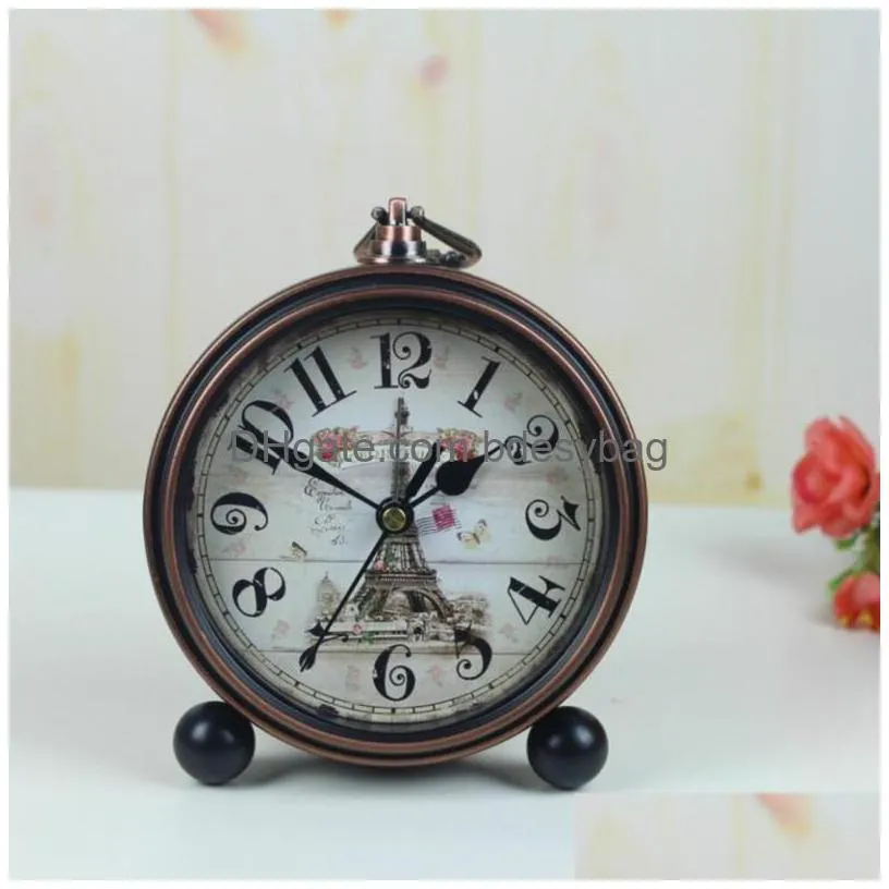 desk table clocks black bronze edge reloj alarma radio temperatura antique clock european pastoral style wrought iron