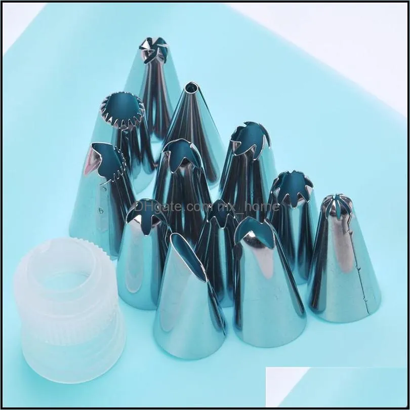 1pc silicone icing piping cream pastry bagadd12 nozzles set cake decorating baking tool with 1 converter