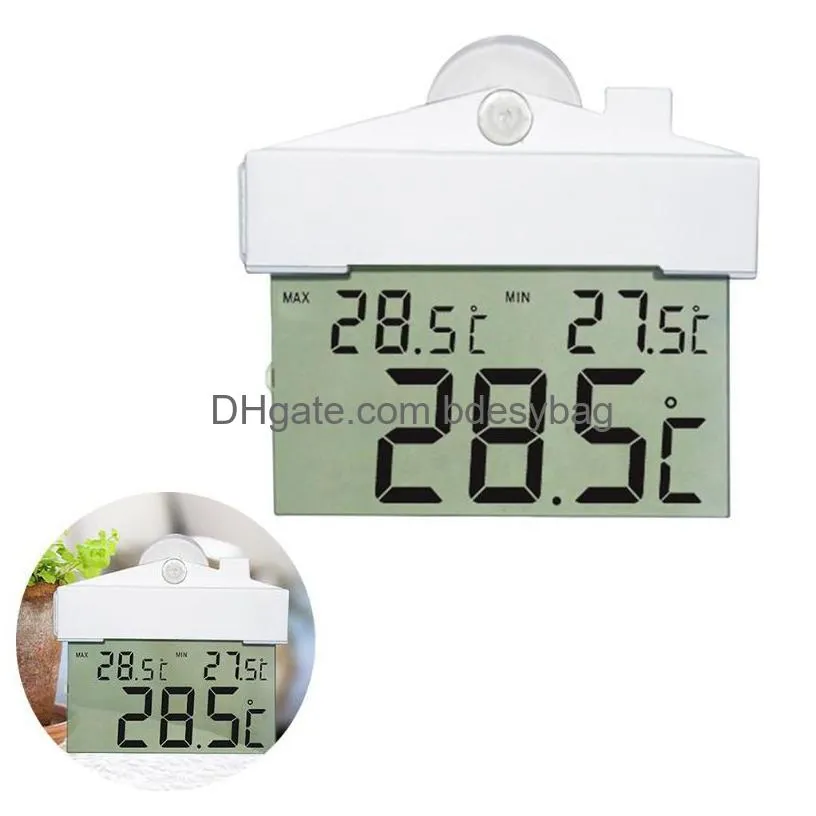 desk table clocks transparent window style mini lcd display digital for indoor outdoor use sucker wall hanging temperature