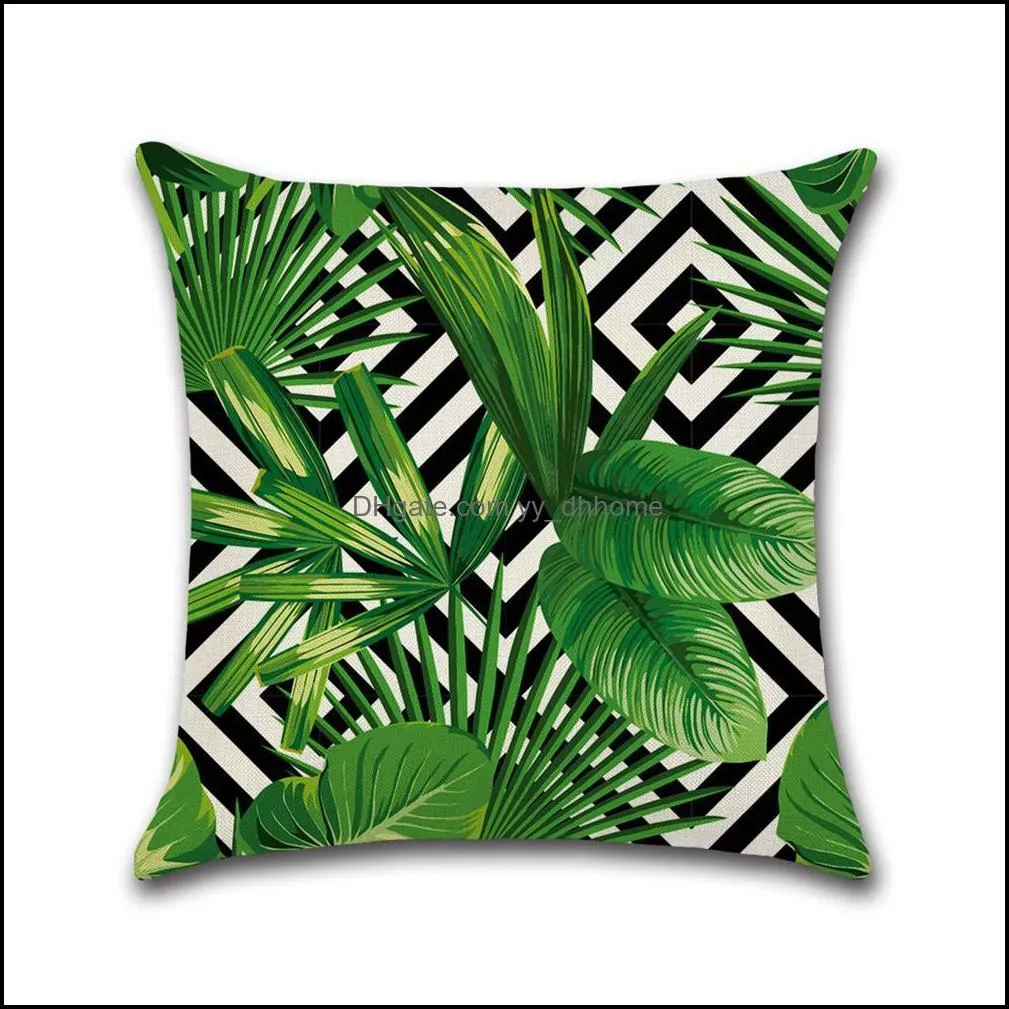 45x45cm fashion green leaves printing throw pillow cover without filling inner polyester decorative pillowcases kussensloop pillow