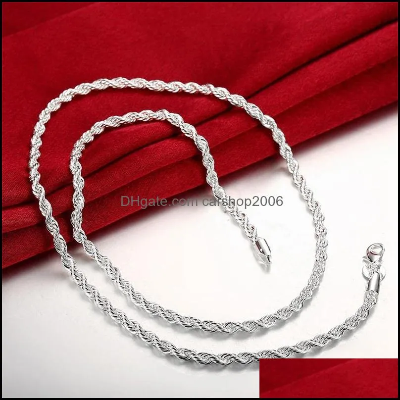  arrival flash twisted rope necklace men sterling silver plate necklace stsn067 fashion 925 silver chains necklace 2833 q2