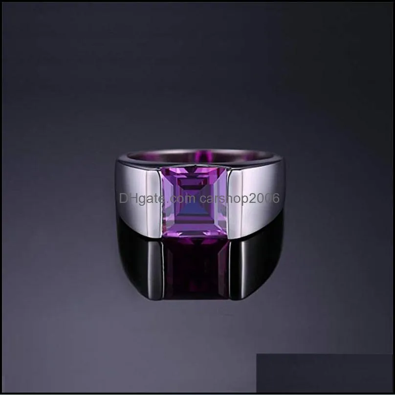 rings mens square 3.3ct created alexandrite sapphire 925 sterling sliver ring for men fine jerwelry fashion style648 t2