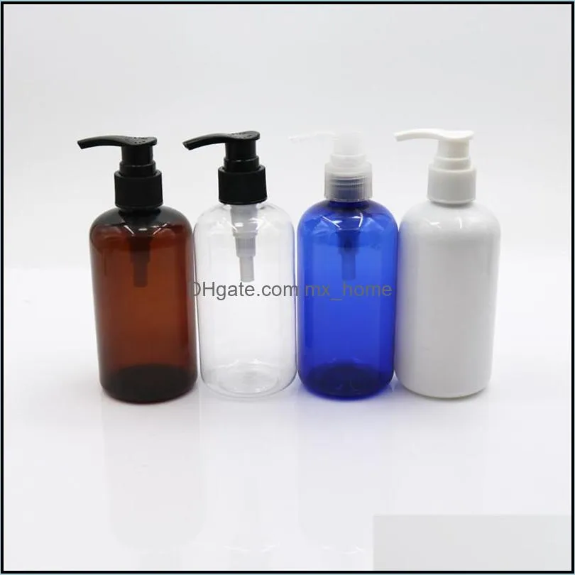 empty hair blue white clear 150pcs 250ml amber pet plastic shampoo bottle with pump and aluminum cap