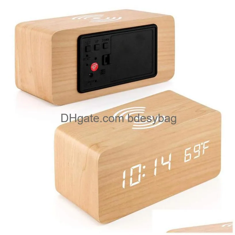 desk table clocks multifunctional digital alarm clock wireless charging led highquality electronic for children adult