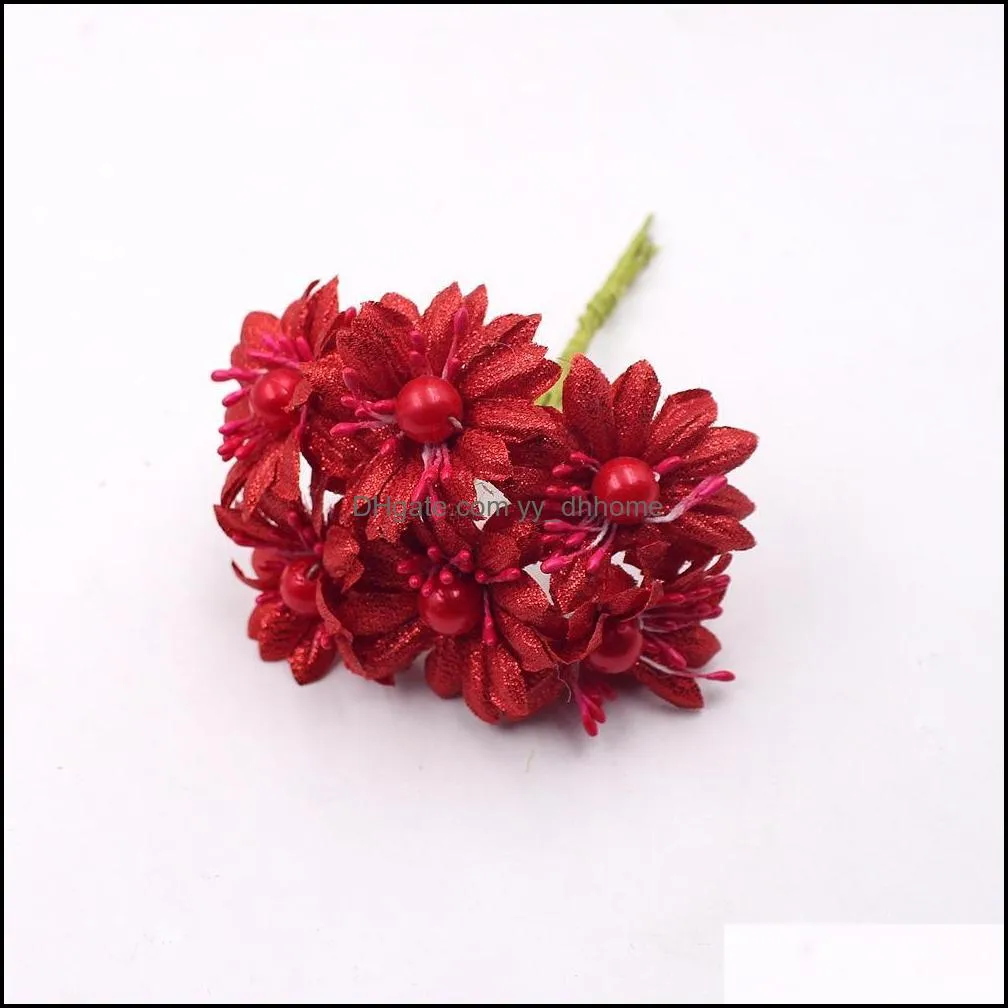 wholesale60pcs/lot 4cm glitter pearl daisy artificial flowers for wedding party decoration accessories scrapbooking diy craft