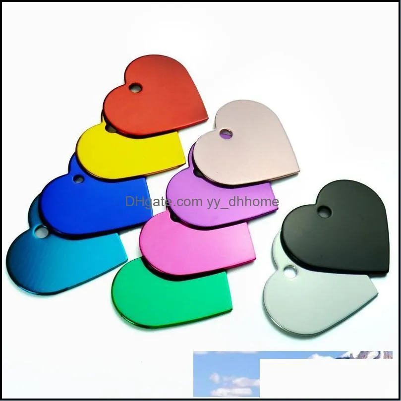 wholesale 100pcs heart love personalized dog cat pet id tags customized engraving name phone no. for dog pet id tag accessories