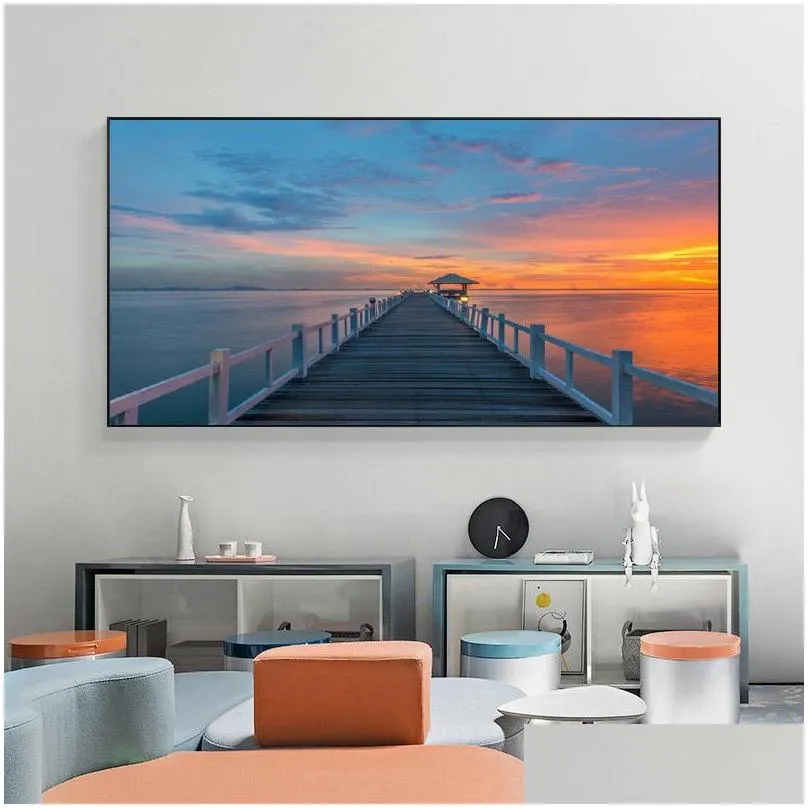 natural landscape poster sky sea sunrise painting printed on canvas home decor wall art pictures for living room