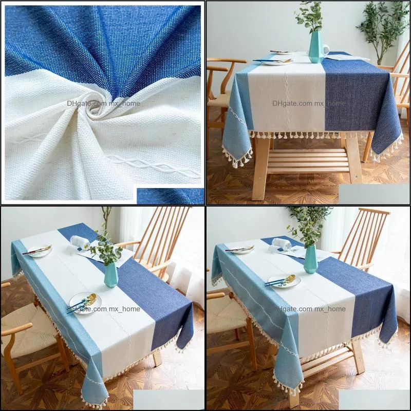 table cloth european and american tablecloth striped cotton linen coffee fabric nordic solid color