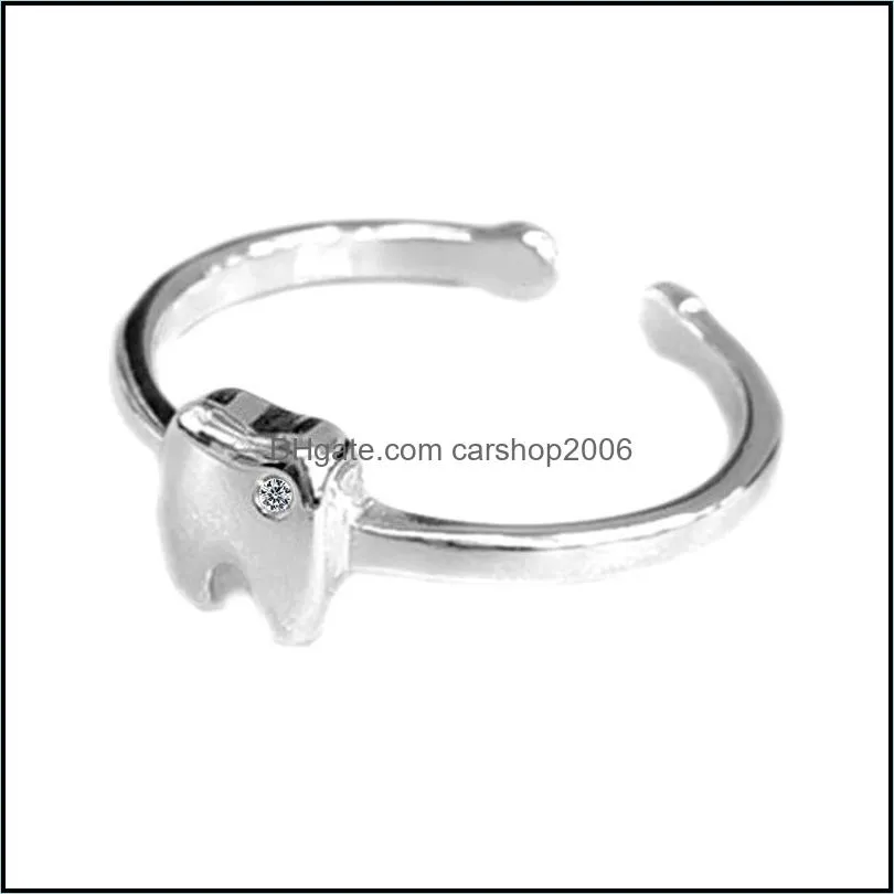  exquisite fashion personality 925 sterling silver jewelry simple crystal small tooth not allergic opening rings sr230 443 b3