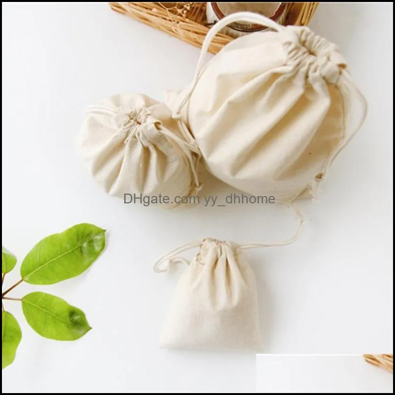 diy travel cotton linen drawstring storage sundries small beam rope pouches handmade candy gift bag kids toys organizer