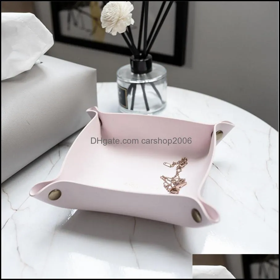 storage boxes desktop storage leather key tray home decor dice wallet coin pu folding box wholesale