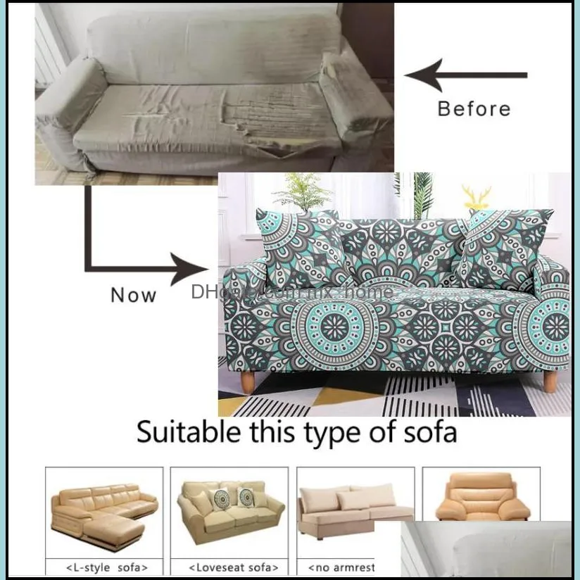 mandala bohemian sofa cover sectional slipcover cover 2/3 seater couch elastic stretch armchair for living room