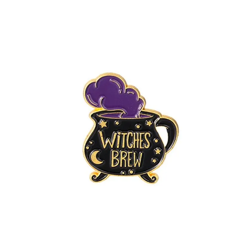 funny magic potion hat enamel pin metal brooch retro punk style little witch badge jewelry 6166 q2