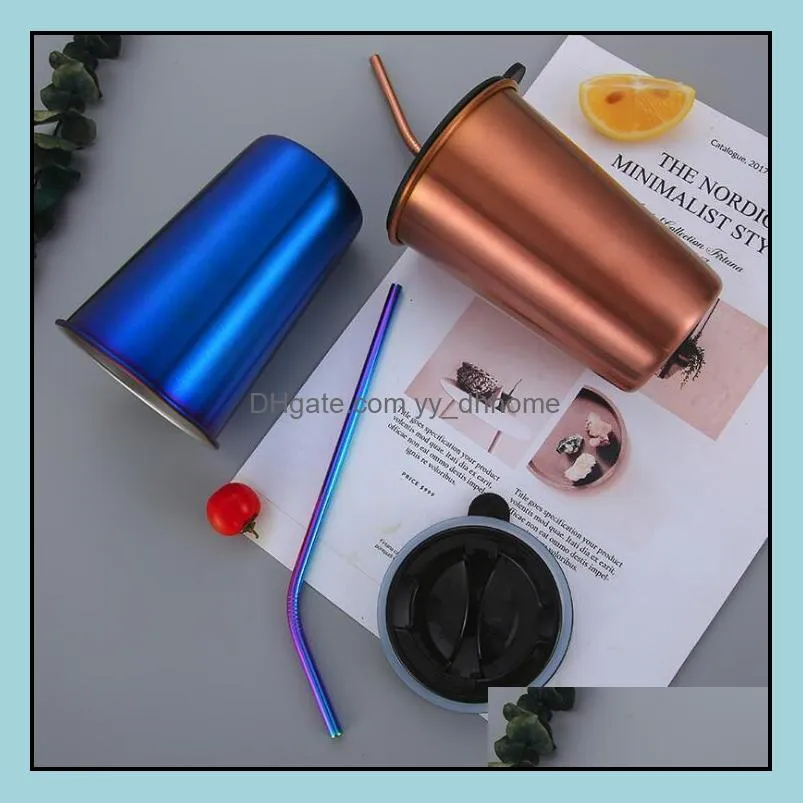 techome modern style stainless steel drink cup fashion coffee cup water bottle colorful printing street fashion store gifts