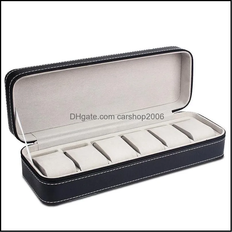 6 slot watch box portable travel zipper case collector storage jewelry storage boxblack 311 t2