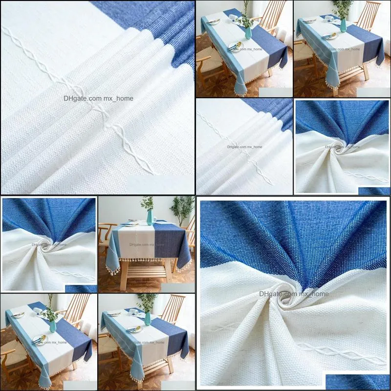 table cloth european and american tablecloth striped cotton linen coffee fabric nordic solid color