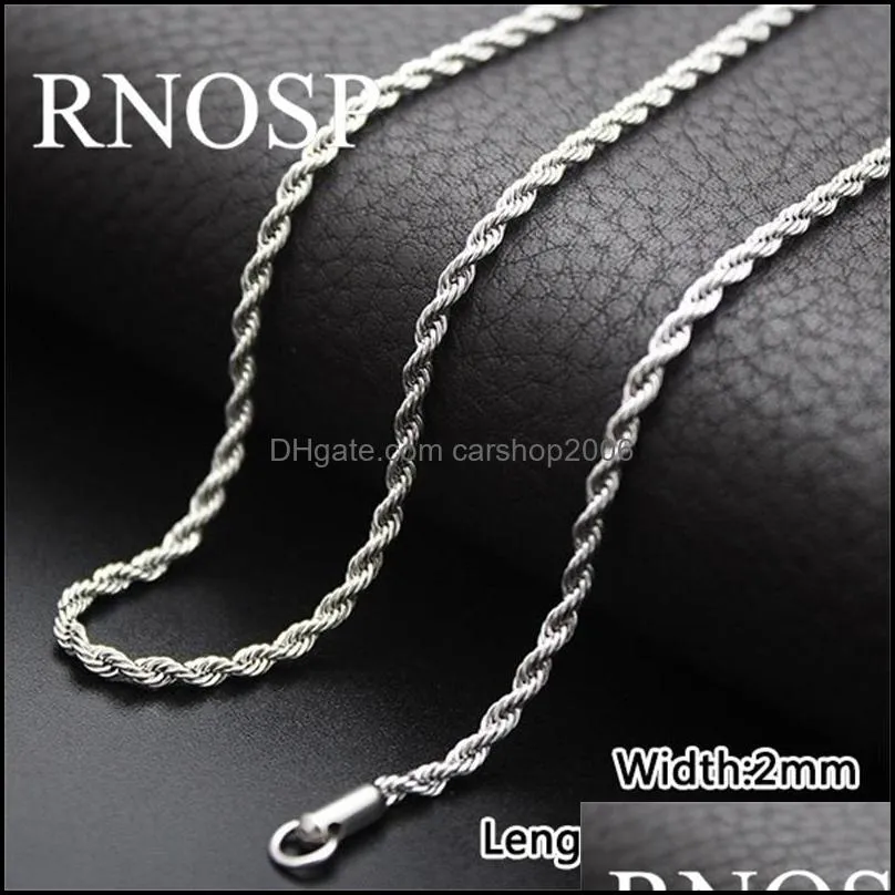 doteffil 925 sterling silver 16/18/20/22/24 inch 3mm hemp rope chain necklace for women fashion wedding charm jewelry 1224 t2