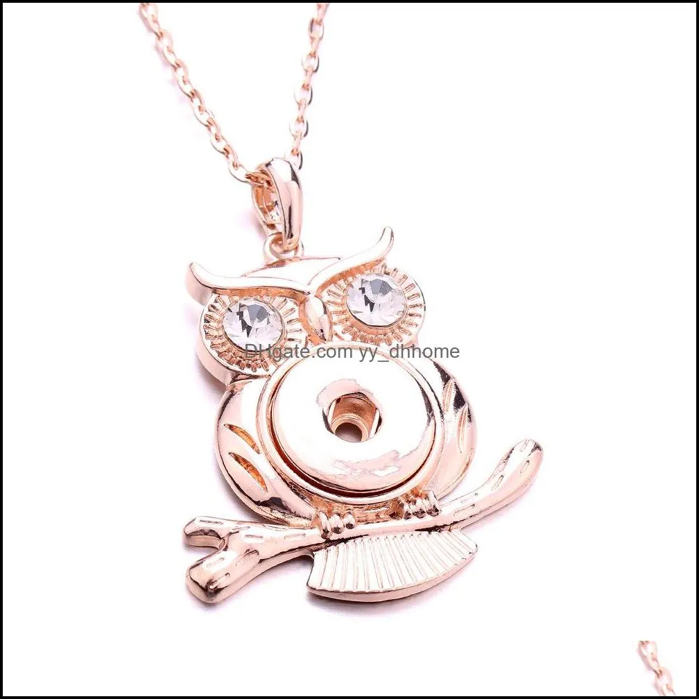 noosa snap button pendant necklace rose gold owl star crystal chunks simple fit 18mm snap buttons jewelry