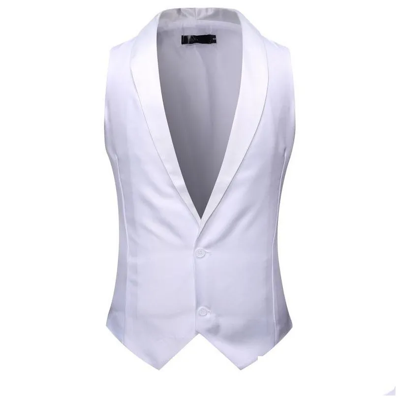 white shawl collar tuxedo vest men suit dress brand slim sleeveless vest waistcoat male party wedding groom gilet homme costume 220225