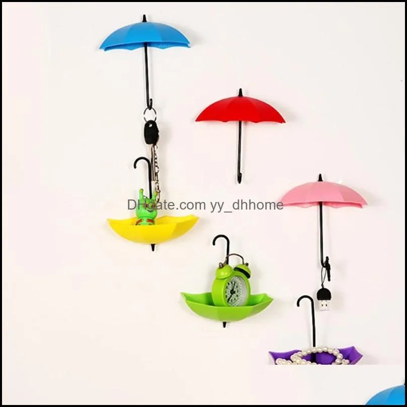 3pcs creative umbrella shape wall mount hook key holder storage stand hanging hooks for bathroom kitchen door 66cy