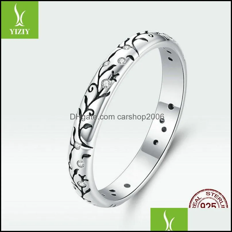 band bamoer 925 sterling silver vine pattern finger rings for women vintage retro stackable rings fine jewelry scr659 1071 t2