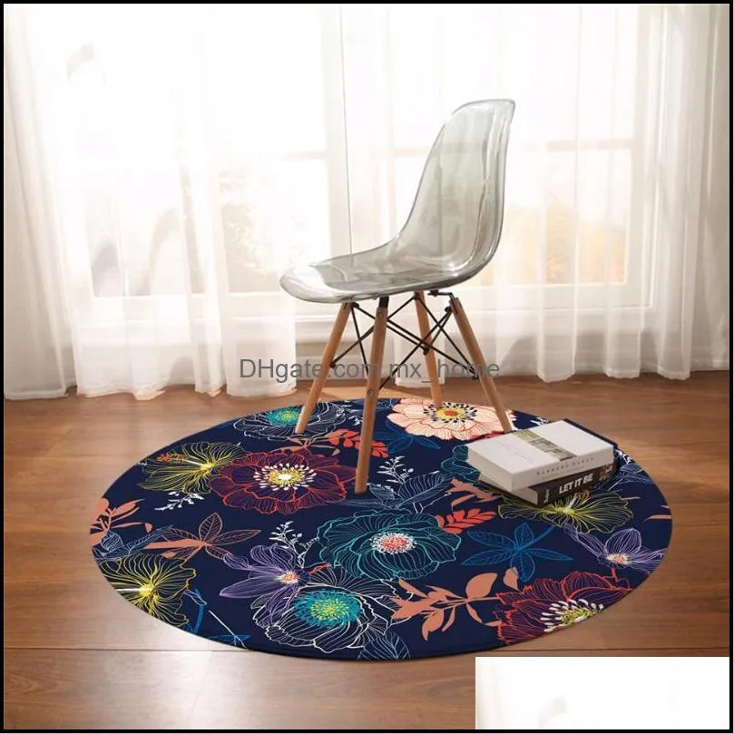 beddingoutlet flowers bedroom carpets watercolor art round area rug for living room leaf floor rug blue soft play mat 150cm