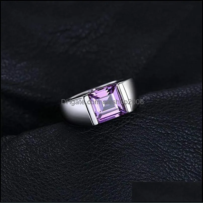 rings mens square 3.3ct created alexandrite sapphire 925 sterling sliver ring for men fine jerwelry fashion style648 t2