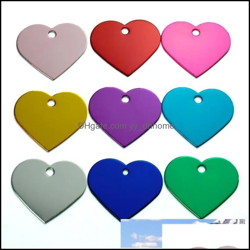 wholesale 100pcs heart love personalized dog cat pet id tags customized engraving name phone no. for dog pet id tag accessories